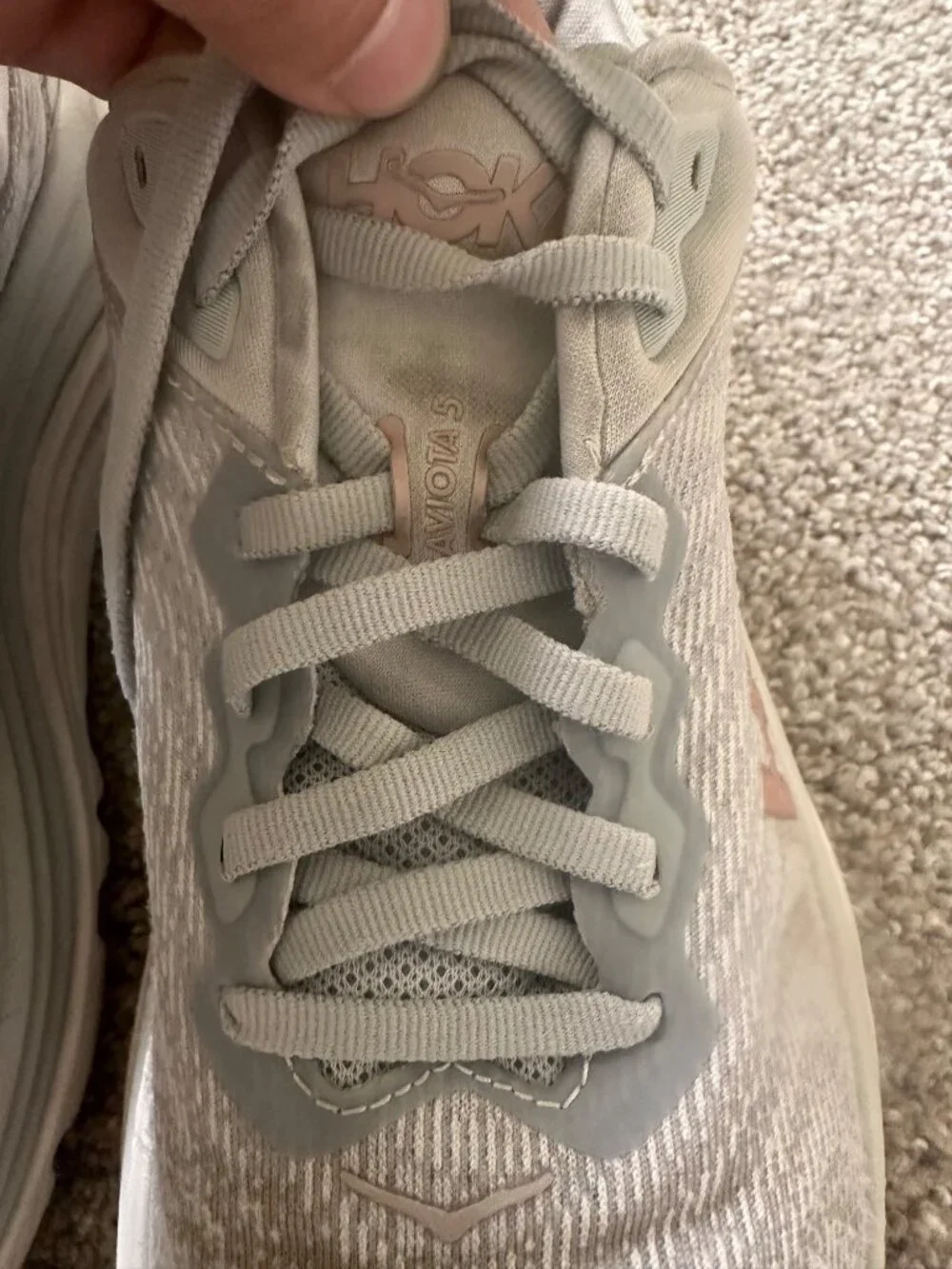 Hoka One One Womens Gaviota 5 Running Shoes Gray Peach Logo Size 10B Running